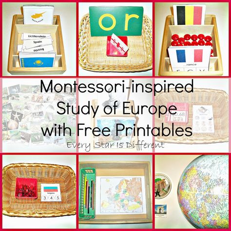 Montessori-inspired Europe themed learning activities and free printables for kids. Montessori Elementary Classroom, Country Activities, Montessori Culture, Montessori Geography, Montessori Printables, Geography For Kids, Montessori Elementary, The Continents, Teaching Geography