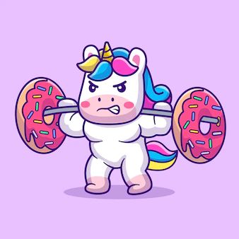 Buff Unicorn, Moon Cartoon, Cute Hippo, Posca Art, Kids Background, Fairy Dragon, Fitness Art, Vector Icons Illustration, Sport Icon