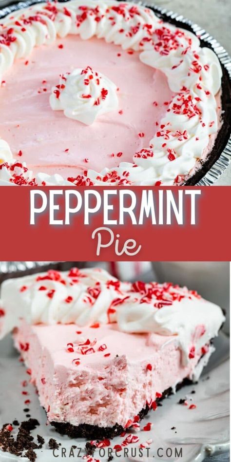 Easy Christmas Desserts Peppermint, Peppermint Pie Recipe Holidays, Chocolate Peppermint Pie No Bake, Oreo Peppermint Pie, No Bake Christmas Pie Recipes, No Bake Peppermint Pie, Peppermint Pie With Oreo Crust, Peppermint Pie No Bake, No Bake Christmas Pie