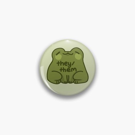 Button Ideas Pins, They Them Pin, Frog Items Cute, Diy Pronoun Pin, Button Pins Aesthetic, Button Aesthetic, It Its Pronouns Pin, They Them Pronouns Pin, Pronoun Pins