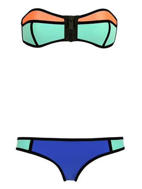 Women Sexy Strapless Neoprene Bikini Sets Patchwork Push Up Swimsuit , high waisted bikini, see through bikini, women in bikinis Flip Flops #leggingsforsale Colorblock Swimsuit, Strapless Swimsuit, Push Up Swimsuit, Triangl Swimwear, Cute Bathing Suits, Print Swimwear, Inspiration Mode, Bathing Suits, Color Block