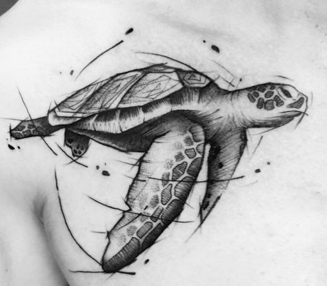 Shellback Turtle Tattoo, Turtle Tattoo Sketch, Sea Turtle Drawing, Tattoo Homme, Sea Turtle Tattoo, Tattoo Chest, Turtle Drawing, Ocean Tattoos, Turtle Tattoo