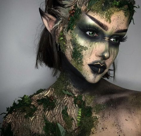 Wizard Makeup, Dark Fairy Makeup, Forest Wizard, Forest Fairy Costume, Elf Cosplay, Creepy Halloween Makeup, Witch Makeup, Halloween Makeup Inspiration, Fairy Makeup