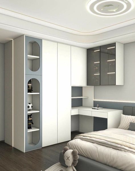 Wardrobe With Loft Design Bedroom, Functional Bedroom Ideas, Bedroom Closet Ideas, Window Seat Ideas, Teenager Bedroom Design, Modern Bedroom Wardrobe, Home Study Rooms, Functional Bedroom, Bedroom Wardrobe Design