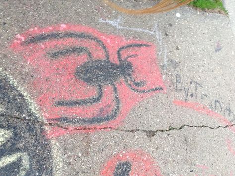 Chalk Spider-Man drawing Spider Man Parking Spot, Spider-man Senior Parking Spot, Spider Man Chalk Art, Spiderman Chalk Art, Superhero Chalk Art, Spider Man Into The Spiderverse Grafitti, Side Walk Chalk Art Aesthetic, Spider Man Drawing, Fun Chalk Art