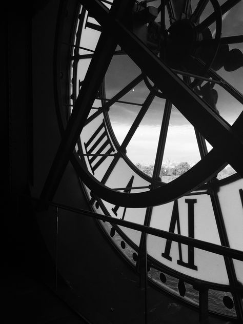 Travel Photography Aesthetic Filter Edit Paris France Museum Clock Time Tower Black and White B&W Travel Photography Aesthetic, France Museum, Steampunk Aesthetic, Filter Edit, Steampunk Clock, Black Clocks, White Clocks, Old Clocks, Aesthetic Filter