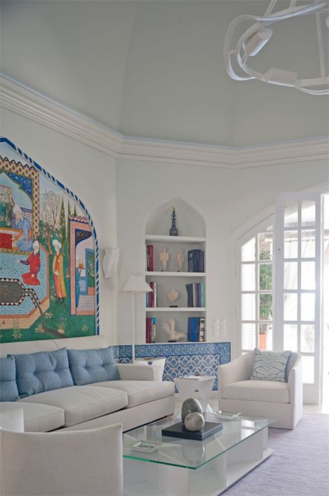 beach home living room decor ideas Greek House Interior, Greek Interior, Greek Style Home, Greek Interior Design, Greek Homes, Garage Guest House, Greek Decor, Coastal House, Greek Design