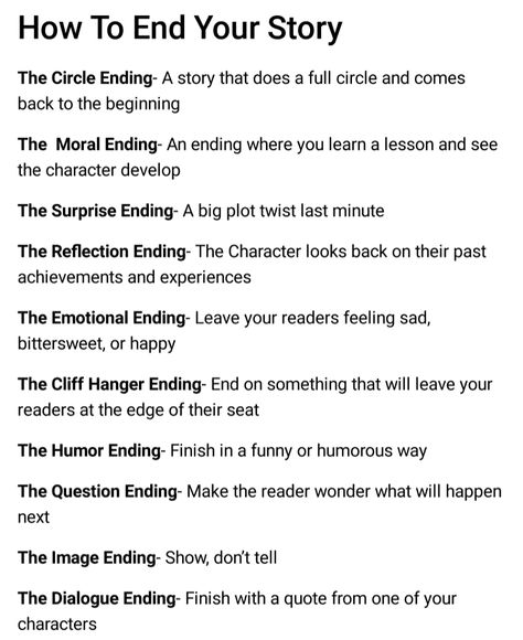 How to end your story #writing #writersblock #theend #reading Menulis Novel, Writing Inspiration Tips, Writing Plot, Story Writing Prompts, Writing Prompts For Writers, Writing Dialogue Prompts, Creative Writing Tips, Writing Motivation, Writing Inspiration Prompts