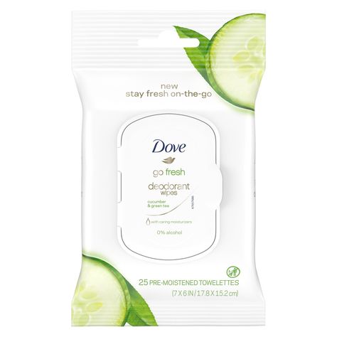 Dove Go Fresh Cucumber & Green Tea Deodorant Wipes Deodorant Wipes, Foot Detox Soak, Cucumber Green Tea, Concert Bag, Dove Go Fresh, Dove Deodorant, Cucumber Scent, Penyimpanan Makeup, Body Wipes