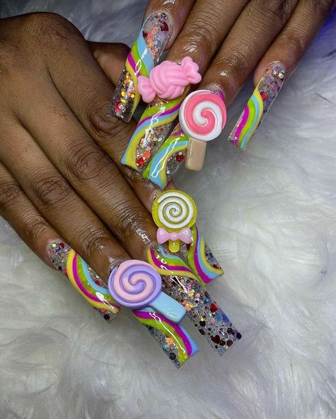 Ratchet Nails, 90s Nails, Funky Nail Designs, Exotic Nails, Funky Nails, Best Acrylic Nails, Cute Acrylic Nails, Love Nails, Fun Nails