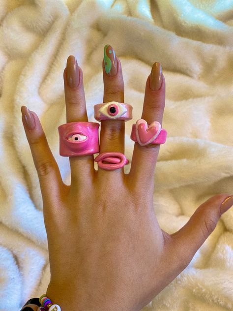 Clay Rings, Trendy Rings, Trendy Ring, Diy Rings, Finger Rings, Dry Clay, Diy Clay, Clay Projects, Air Dry Clay