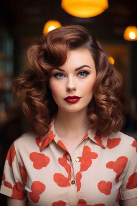 65 Vintage Hairstyles Get Modern Makeovers (Concept Hair) - StileStack 1950s Curls, 1940 Hair, Vintage Bob Hairstyle, Elegant Curls, Pin Up Hairstyles, Hair Ideas For Women, Pin Up Curls, Intricate Braids, Vintage Hairstyle