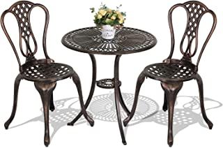 Round Table Outdoor, Cast Aluminum Patio Furniture, 3 Piece Patio Set, Bistro Table Set, Carved Chairs, 3 Piece Bistro Set, Aluminum Patio Furniture, Outdoor Conversation Sets, Garden Table And Chairs