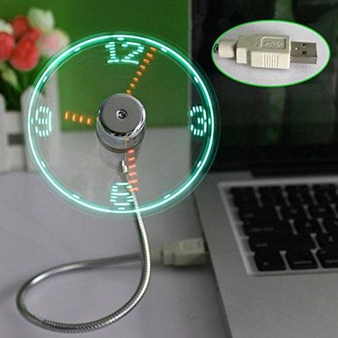 Cool USB Fan With LED Clock Light Gadget // 10 REALLY Cool USB Gadgets That Will Redefine Your USB Slot Forever Gadgets Techniques, Christmas Gadgets, Flexible Led Light, Mini Led Lights, Cool Gadgets For Men, Stocking Stuffers For Men, Usb Gadgets, Led Clock, Pc Portable