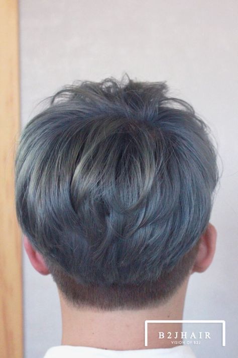 Men Blue Hair, Ash Blue Hair Color, Boy Hair Color, Hair Color For Boys, Blue Hair Men, Grey Hair Color Men, Ash Blue Hair, Gray Kpop, Gray Hair Men