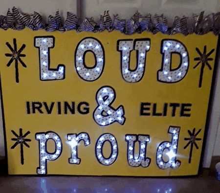 Cheer competition sign with lights. #cheersigns #spirit #cheerleading #fansinthestands #loudandproud #cheer #allstar #cheercompetition Cheer Poster Ideas For Competition, Competitive Cheer Poster Ideas, Signs For Cheer Competition, Dance Competition Poster Ideas Diy, Cheer Tryout Poster Ideas, Cheer Competition Fan Signs, Cheer Competition Hotel Door Signs, Poster Ideas For Dance Competition, Dance Signs Competition