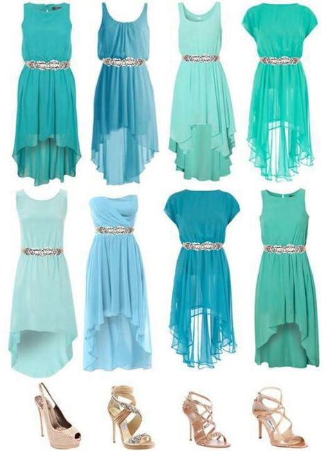 Dresses Dresses And Shoes, Turquoise Bridesmaid, Turquoise Bridesmaid Dresses, Mismatched Bridesmaids, Grad Dresses, Flower Girls, Mode Inspiration, Fancy Dresses, Dream Dress