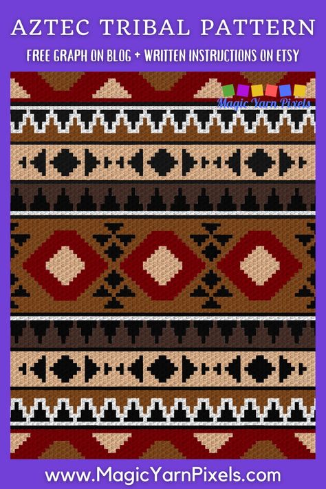 Crochet Indian Blanket Free Pattern, Native American Crochet Patterns, Intarsia Crochet, Native American Blanket, Crochet Cross Stitch, C2c Crochet Pattern Free, Pattern Magic, C2c Crochet, Crochet Patterns Free Blanket