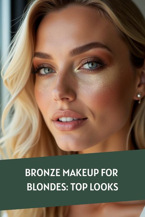 Bronze Makeup for Blondes: Top Looks Perfect Eyebrow Makeup, Bronze Makeup Look, Bronze Smokey Eye, How To Apply Bronzer, Smokey Eye Easy, Blonde Makeup, Bronze Eyeshadow, Brunette Makeup, Bronze Makeup