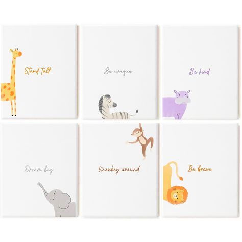 PRICES MAY VARY. ✔【 A Smart Modern Choice 】: Create a whimsical safari adventure theme in your nursery with charming, SET of 6 framed 11x14 inches watercolor designs featuring adorable animal illustrations full of love messages. This modern and minimalist theme is perfect for both boys and girls. ✔【 Words of Love 】: Let your little one feel cherished with 6 heartwarming messages, one on each print of these kids wall art. These sweet sentiments create a warm and comforting atmosphere in their spe Safari Nursery Wall Decor, Boy Nursery Wall Decor, Safari Wall Decor, Safari Themed Nursery, Animal Nursery Wall Art, Jungle Nursery Decor, Nursery Wall Decor Boy, Baby Wall Decor, Safari Theme Nursery