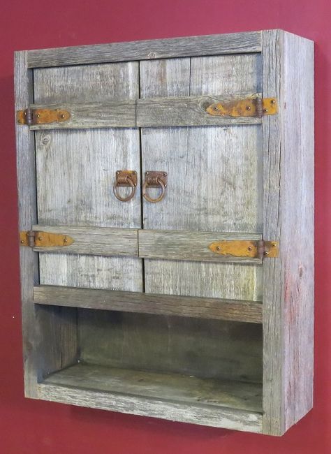 Barn Wood Walls, Gray Toilet, Small Bathroom Cabinet, Toilet Cabinet, Rustic Toilets, Wood Toilet, Barnwood Furniture, Wood Walls, Barn Wood Projects