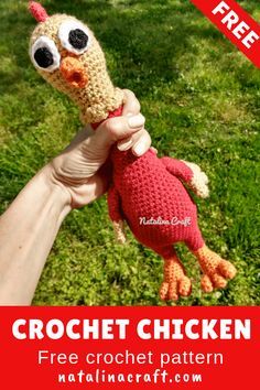 This Free amigurumi chicken crochet pattern is great to make funny chickens. They work up quickly. This cute crochet doll would be perfect for any children, dogs or chickens’ lovers. Fuzzy Crochet Animals, Chicken Crochet Pattern, Amigurumi Chicken, Crochet Creatures, Awesome Chicken, Chicken Crochet, Rubber Chicken, Crochet Applique Patterns Free, Mini Amigurumi