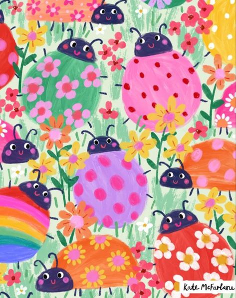 동화 삽화, Ladybug Wallpaper, Textile Pattern Design, Cute Illustration, Animal Illustration, Retro Poster, Art Classes, Doodle Art, Art Lessons