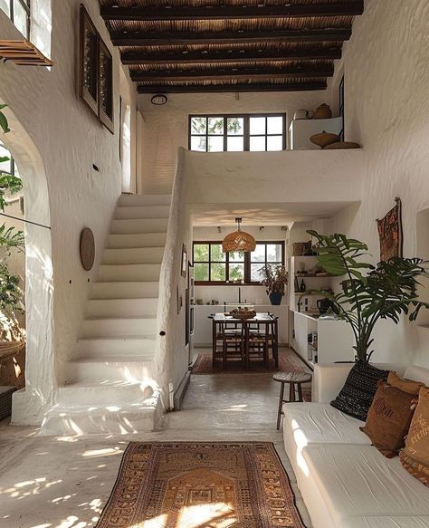 Stair Gallery, Interior Design Per La Casa, Beach Bungalow, Spanish House, Cozy Farmhouse, Mediterranean Homes, Garden Designs, Design Del Prodotto, Dream Holiday