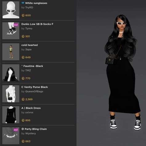 Imvu Outfits Black, Imvu Baddie Outfits, Imvu Outfits Ideas Baddie, Fit Imvu, Imvu Body, Imvu Outfits Ideas, Imvu Fits, Imvu Avi, Imvu Characters