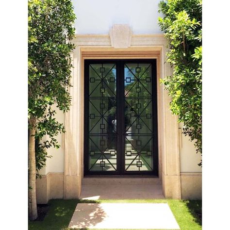 Custom Iron Door Pros Demeter Iron Prehung Front Entry Doors | Wayfair Tall Front Door, Spanish Style Front Door, Custom Front Door, Wrought Iron Entry Doors, Double Front Entry Doors, Main Doors, Door Sweeps, Front Door Lighting, Iron Entry Doors