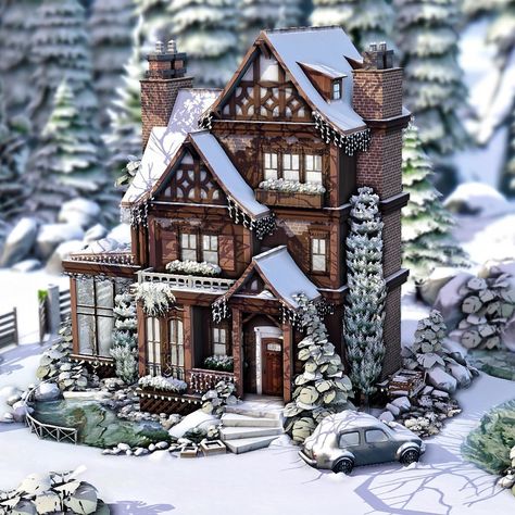 Snowy Escape, Sims 4 Houses Layout, Snow Castle, Sims Stories, Growing Together, Sims 4 House Building, Eco Lifestyle, Vintage House Plans, Sims 4 House Design