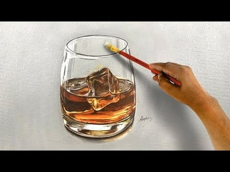 (67) How to Draw & Paint a Whiskey Glass I Acrylic Painting Process I The Artistry of Realistic Painting - YouTube Whiskey Glass Painting, Acrylic Paint On Glass Frame, Whiskey Drinks, Whiskey Glass, Realistic Paintings, Glass Frames, Painting Process, Visual Effects, Glass Painting