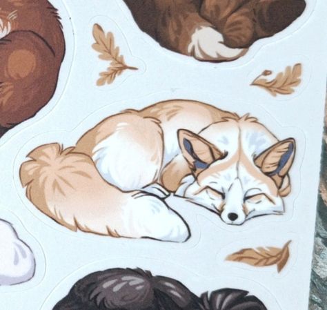 Fox Drawing Sleeping, Cute Critters Drawings, Flying Fox Drawing, Cute Fox Drawings, Fox Cute Art, Forest Animal Drawing, Fox Drawing Reference, Fox Cuddling, Sleeping Fox Drawing