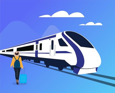 Passenger going towards indian bullet tr... | Premium Vector #Freepik #vector #locomotive #indian-train #train #railway Vande Bharat Train Drawing, Vande Bharat Train, Train Sketch, Vande Bharat, Indian Train, Train Vector, Train Drawing, Content Creating, Train Railway