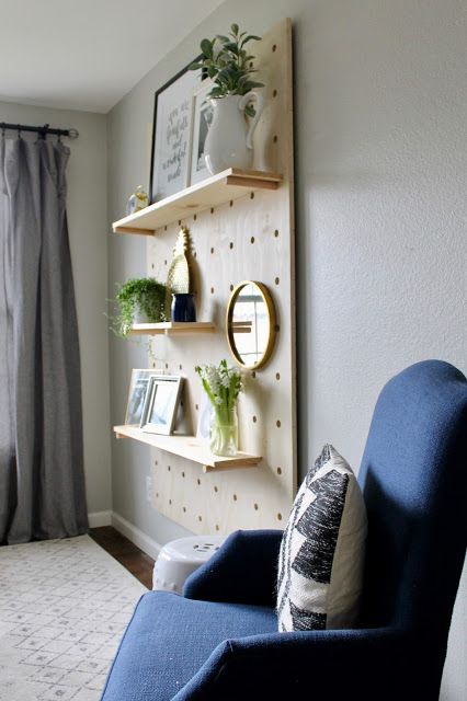 Wonderfully Made: One Room Challenge {W6}: DIY Giant Pegboard Giant Pegboard, White Pegboard, Wooden Pegboard, Entry Room, Indoor Plant Wall, Bedroom Corner, Living Room Corner, One Room Challenge, Wonderfully Made