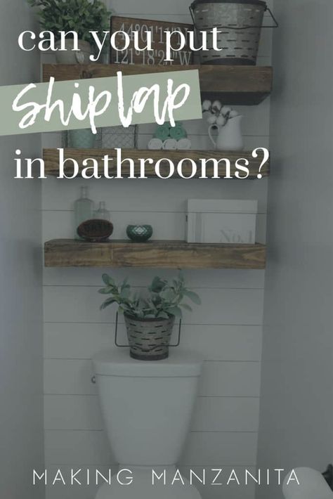 Do you love the shiplap look and wondering if you can put shiplap in bathrooms? Learn our tips and tricks for shiplap bathroom walls and get inspired with these gorgeous shiplap bathroom ideas! #bathroom #decor #ideas Shiplap In Master Bath, Shiplap In Bathroom Ideas, Bathroom Remodel Shiplap, Shiplap Bathroom Ideas, Lake House Bathroom Ideas, Bathroom Wall Ideas, Shiplap Bathroom Wall, Farmhouse Powder Room, Painting Shiplap