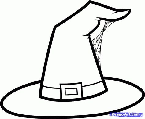 Hat Coloring Page, Witch Drawing, Witch Coloring Pages, Vintage Halloween Costume, Witch Face, Halloween Witch Hat, Witches Hat, Cat Coloring Page, Halloween Drawings