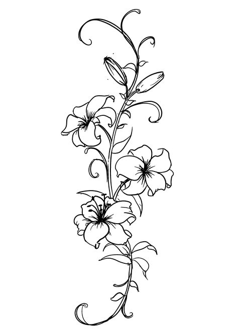 Bone Tattoos, Vine Tattoos, Artistic Furniture, Hawaiian Flowers, Flowering Vines, Lotus Flower Tattoo, Coloring Pictures, Lotus Flower, Flower Drawing