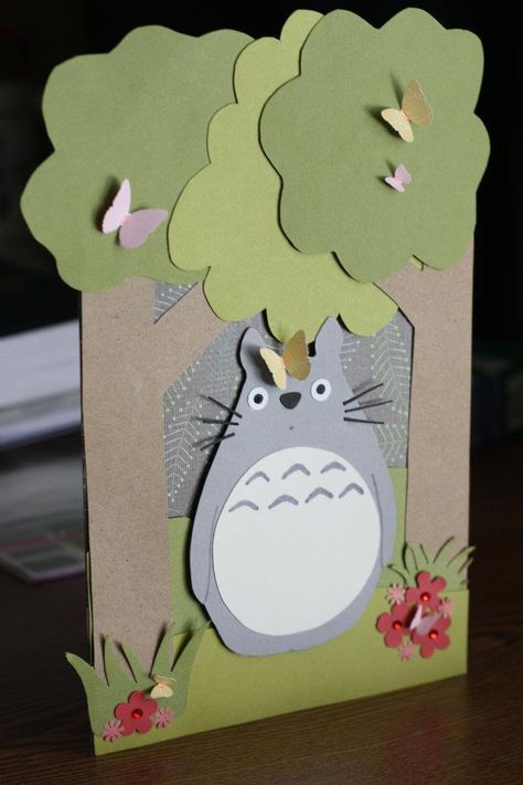 Studio Ghibli Card Ideas, Studio Ghibli Birthday Card, Totoro Crafts, Totoro Birthday, Totoro Diy, Studio Ghibli Party, Totoro Party, Studio Ghibli Crafts, Totoro Plush