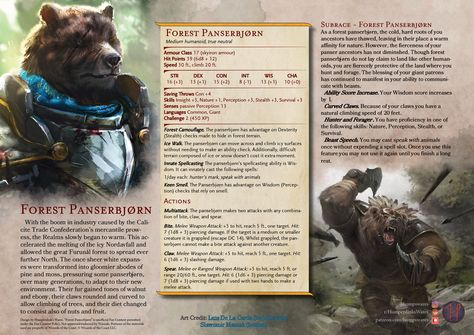 A brown-furred #dnd #5e  subrace for the #panserbjørn. See the full race here: Skyrim Dnd, Dnd 5e Races, Mythical People, Dnd Concept, 5e Races, 5e Monsters, Homebrew Monsters, Dnd Creatures, Dungeons And Dragons Rules