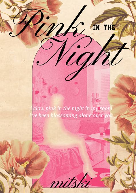 Pink Mitski Poster, Pink In The Night, Mitski Poster, Visual Communication Design, Music Poster Design, Dorm Posters, Pink Posters, Poster Room, Picture Collage Wall