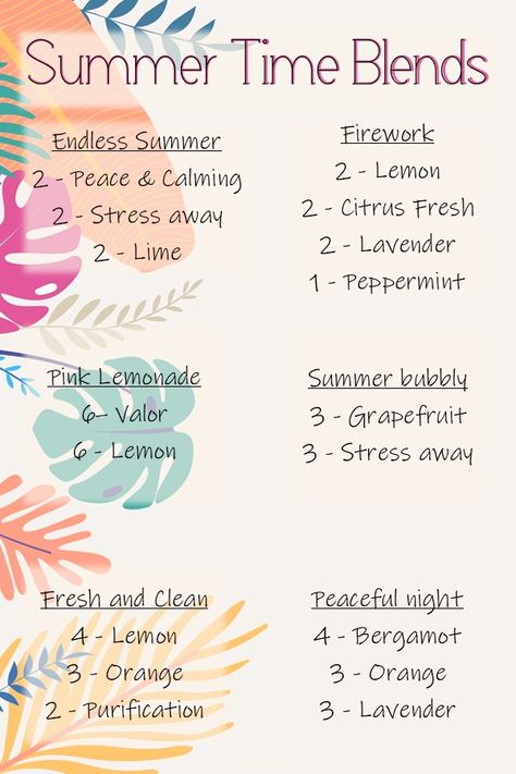 Some of my favorite Summer time Essential Oil Blends. - Young Living Young Living Diffuser Recipes, Candle Recipes, Summer Essential Oils, Herbal Essence, Young Living Oils Recipes, Sleep Faster, Living Oils Recipes, Essential Oil Perfumes Recipes, Essential Oil Combinations