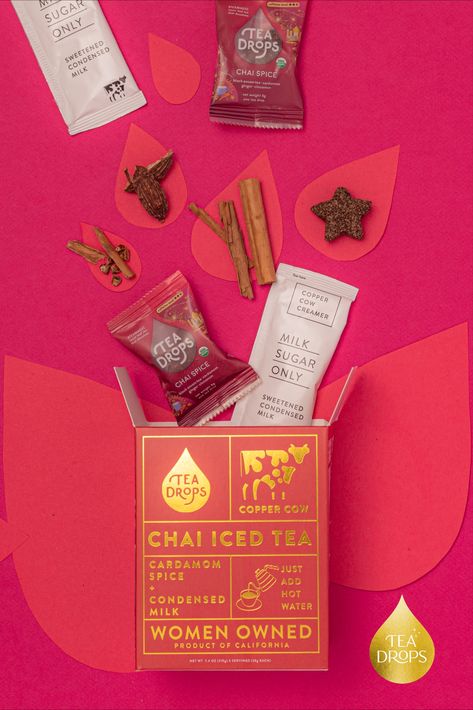 Tea Shop Branding, Herbal Branding, Chai Shop, Tea Company Branding, Herbal Tea Packaging Design, Premium Tea Packaging Design, Chai Tea Bags, Iced Chai Tea, Tea Drops