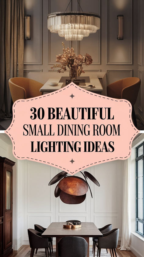 Description: Transform your small dining room with stunning lighting ideas that create the perfect ambiance. From elegant pendant lights to stylish chandeliers and creative sconce setups, discover how to elevate your dining area effortlessly. Make your space feel bigger and more inviting! #DiningRoomDecor #LightingInspiration #SmallSpaceDesign Cool Dining Room Light Fixtures, Small Chandelier Dining, Lights Over Dining Room Table, Small Dining Room Lighting, Lighting Over Dining Table, Dining Room Lighting Over Table, Dining Room Lighting Ideas, Lights Over Dining Table, Room Lighting Ideas