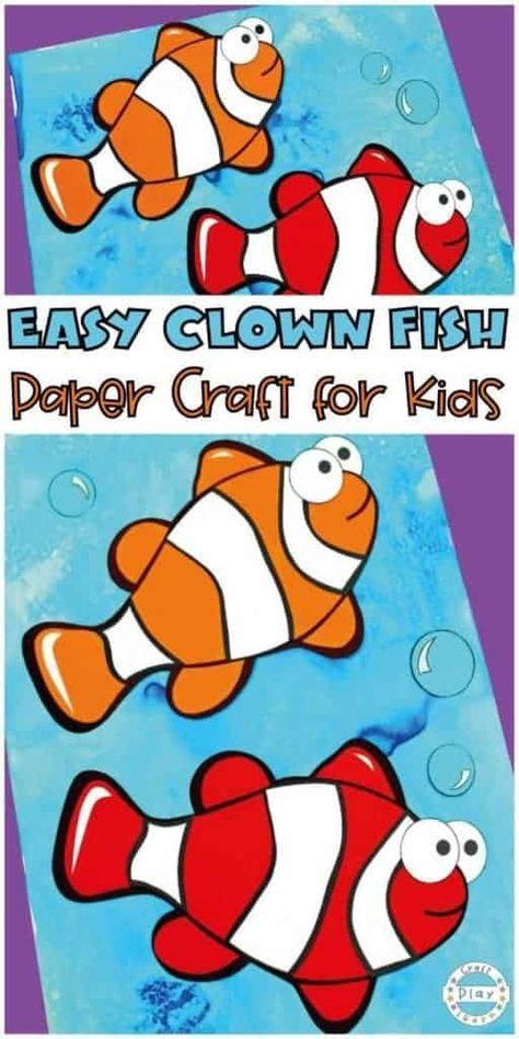 Clownfish Craft, Clown Fish Art, Ocean Crafts For Kids, Fish Paper Craft, Octopus Craft, Octopus Crafts, Fish Craft, Ocean Theme Classroom, Art Projects For Teens