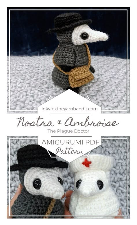 Amigurumi Plague Doctor, Plague Doctor Amigurumi Free Pattern, Plague Doctor Amigurumi, Plauge Doctor Crochet, Plague Doctor Crochet Pattern, Plague Doctor Crochet Pattern Free, Crochet Plague Doctor Free Pattern, Crochet Cryptid Free Pattern, Cryptid Crochet Pattern