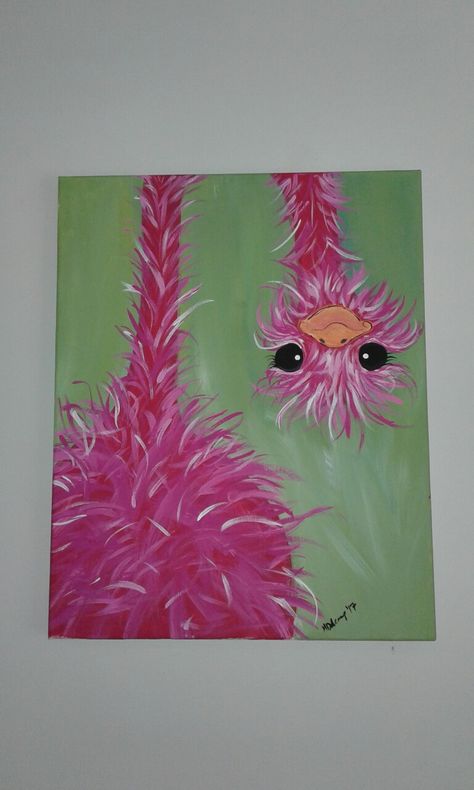 Funny Ostrich Painting, Ostrich Painting Easy, Easy Animal Paintings, Funny Paintings Easy, Ostrich Drawing, Ostrich Painting, Ostrich Art, Animal Paintings Acrylic, Let's Make Art