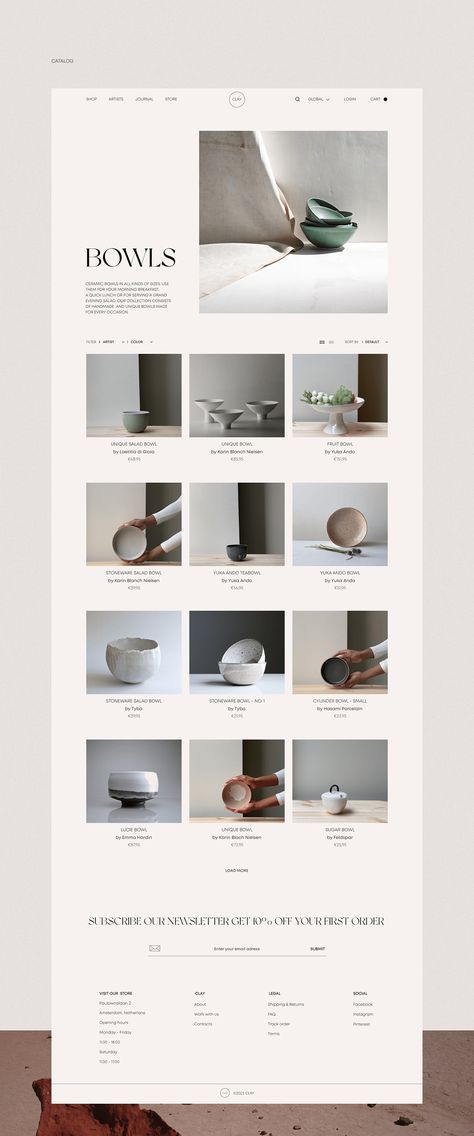 CLAY pottery store :: Behance Black Kitchen Accessories, Minimal Website Design, Pottery Display, Lookbook Layout, Web Design Websites, Website Design Inspiration Layout, Ceramic Store, Handmade Dinnerware, Pottery Store