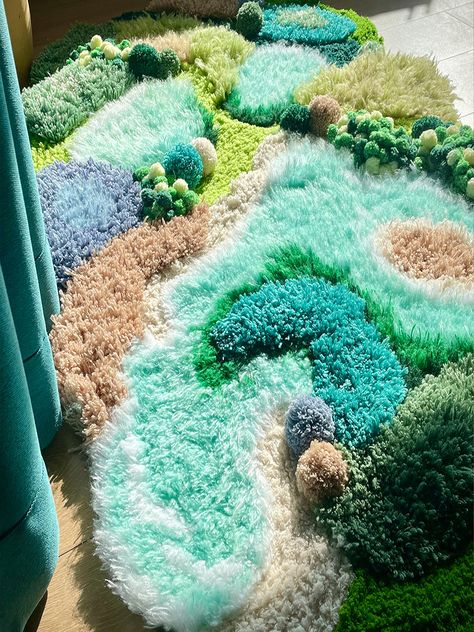 Enhance your living space with our Green and Colorful Moss Rug. This DIY craft gift set allows you to create a soft and vibrant 3D area rug for your home. Experience the unique beauty of an irregular carpet. Perfect for housewarming or as a thoughtful gift. Floor Mat Diy, Moss Carpet, Dyi Art, Diy Moss, Calming Interiors, Classic Christmas Songs, Moss Rug, Moss Wall, Diy Art Projects