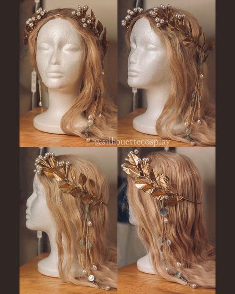 Silhouette ✨ on Instagram: "I gave my Galadriel Lindon crown a quick lil photoshoot! I’m so happy with how it came out, and even if there are places that are less than perfect, it was definitely a challenging project so I’m okay with that ☺️ Made with wire, thibra, brass craft metal, and various pearls! #galadriel #galadrielcosplay #ringsofpowercosplay #ringsofpower #theringsofpower #trop #rop #tolkien #tolkiencosplay #lotr #lotrcosplay #lordoftherings #lordoftheringscosplay #elf #elven #crow Galadriel Crown, Galadriel Cosplay, Cosplay Reference, Power Ring, Fantasy Clothing, Hair And Beard Styles, Lord Of The Rings, Costume Design, So Happy